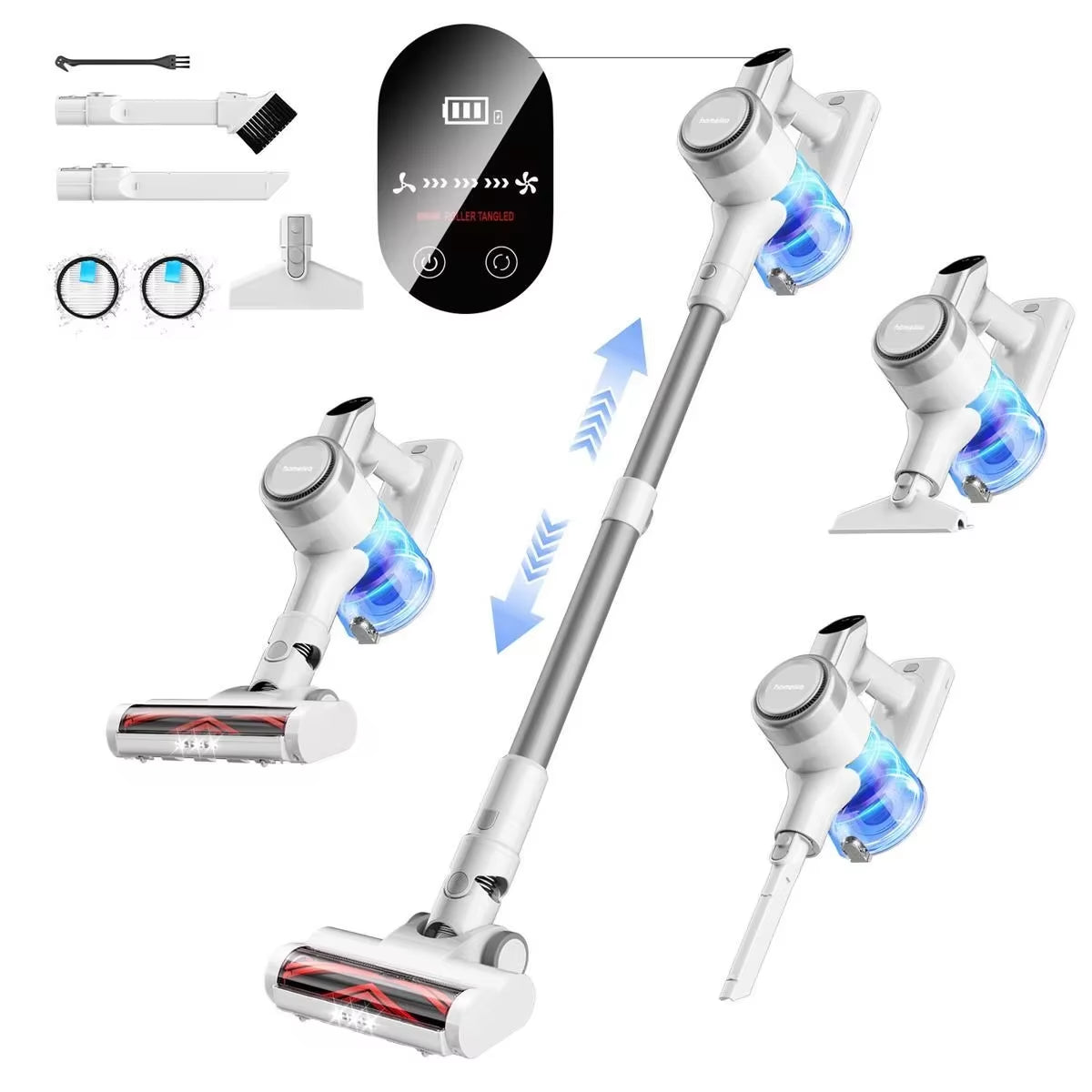 Cordless Vacuum Cleaner, 23Kpa 48Mins Powerful Suction Vacuum LED Display,Lightweight Stick for Hardfloor/Carpet/Pet Hair