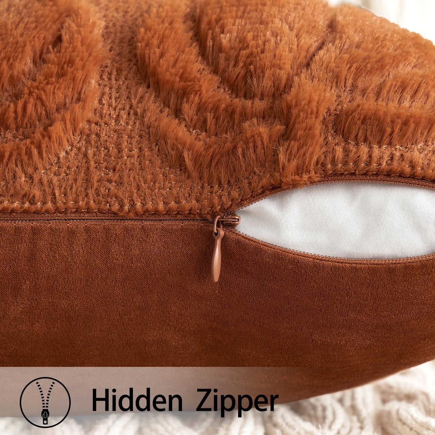 Throw Pillow Covers Pumpkin Fall Decorative Soft Faux Fur Pillow Covers for Autumn Harvest Fluffy Plush Accent Pillow Cases for Farmhouse Couch Cushion Covers 2 Pack