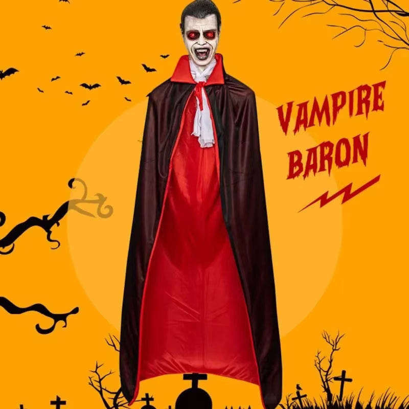 Halloween Horror Vampire Decoration 159Cm, Voice-Activated Eyes Glowing Vampire House Bar Party Scene Decoration