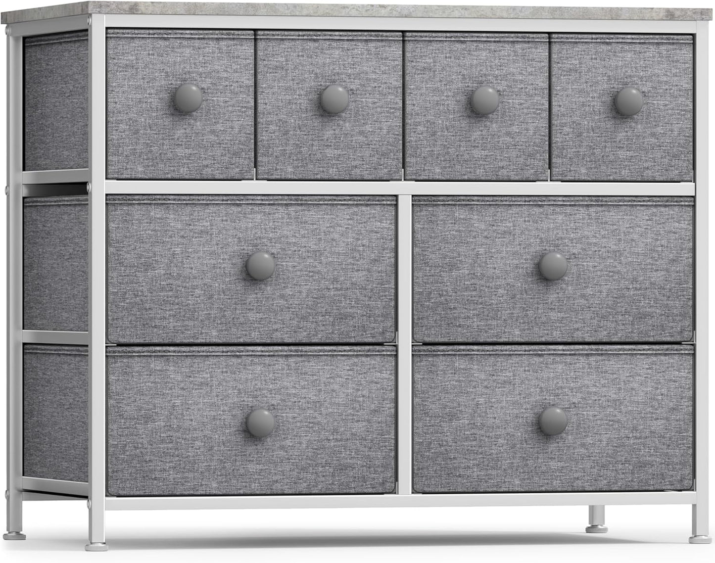 Dresser with 8 Drawers - Chest Clothing Organizer Unit with Steel Frame Wood Top Knob Handle Easy Pull Fabric Bins - Large Storage Furniture for Bedroom, Hallway, Living Room, Nursery & Closet