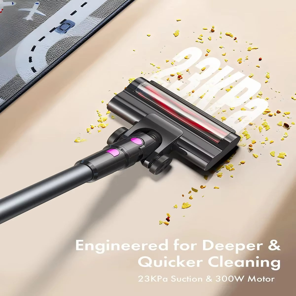 Cordless Vacuum Cleaner, 23Kpa 48Mins Powerful Suction Vacuum LED Display,Lightweight Stick for Hardfloor/Carpet/Pet Hair