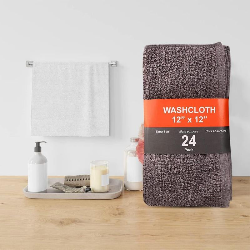 Washcloths 24 Pack Multicolour Wash Cloths for Bathroom, Spa, and Gym Towel, Extra-Absorbent Flannel Face 100% Cotton(12X12)