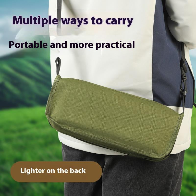 Portable Outdoor Folding Chair with Shoulder Strap 1.5Lbs Ultra Light Max Load Capacity 265Lbs Two Side Pockets Velcro Storage for Queuing Fishing Hiking Tours BBQ Parties Elderly Camping Equipment Supplies
