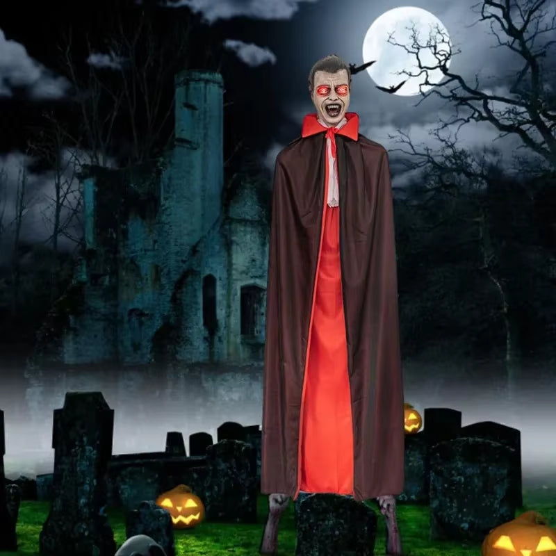 Halloween Horror Vampire Decoration 159Cm, Voice-Activated Eyes Glowing Vampire House Bar Party Scene Decoration