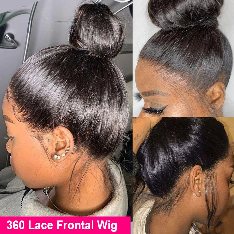 Human Hair Wigs Transparent Lace Front Brazilian Straight Glueless 360 Human Hair Lace Frontal Wigs