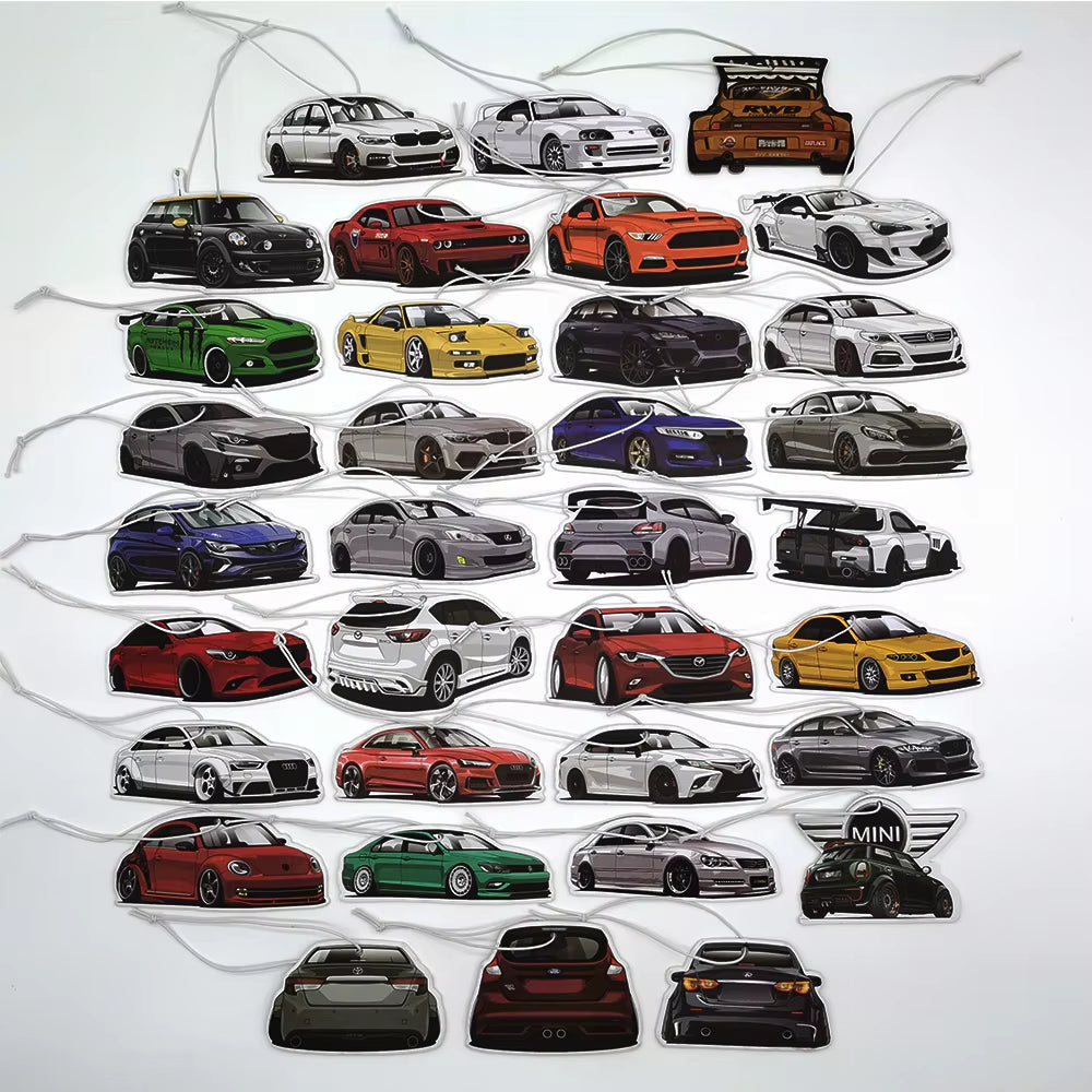 JDM Car Air Freshener Hanging Rear View Mirror Perfume Pendant Solid Paper Fit for Tesla Model 3 X Y JDM Interior Accessories