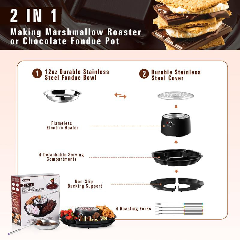 Ultimate 2-In-1 Electric S'Mores Maker & Chocolate Hot Pot - Perfect for Movie Nights & Housewarming Gifts!