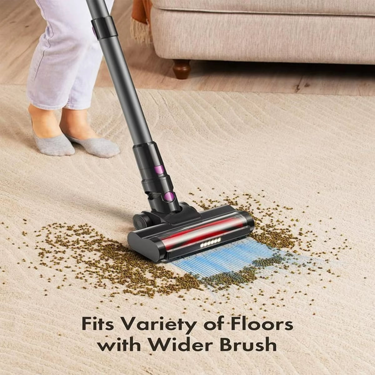 Cordless Vacuum Cleaner, 23Kpa 48Mins Powerful Suction Vacuum LED Display,Lightweight Stick for Hardfloor/Carpet/Pet Hair