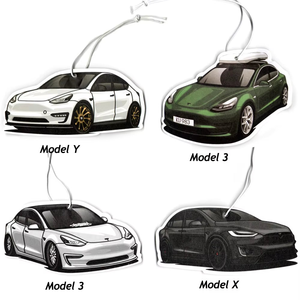 JDM Car Air Freshener Hanging Rear View Mirror Perfume Pendant Solid Paper Fit for Tesla Model 3 X Y JDM Interior Accessories