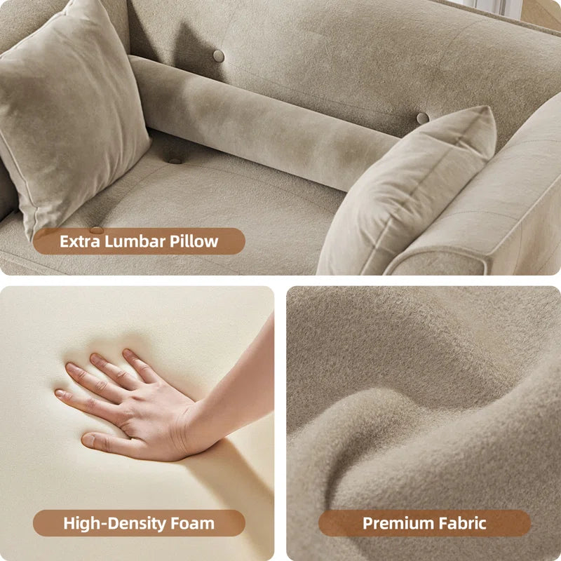 Modern Sofa with Removable Ottoman and Pillows