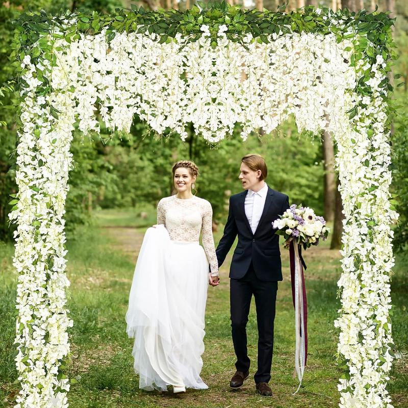 24 Pack Artificial Wisteria Vine Rattan Hanging Garland Silk Flowers String Home Party Wedding Decor Arch Party Garden Home Backdrop Decor