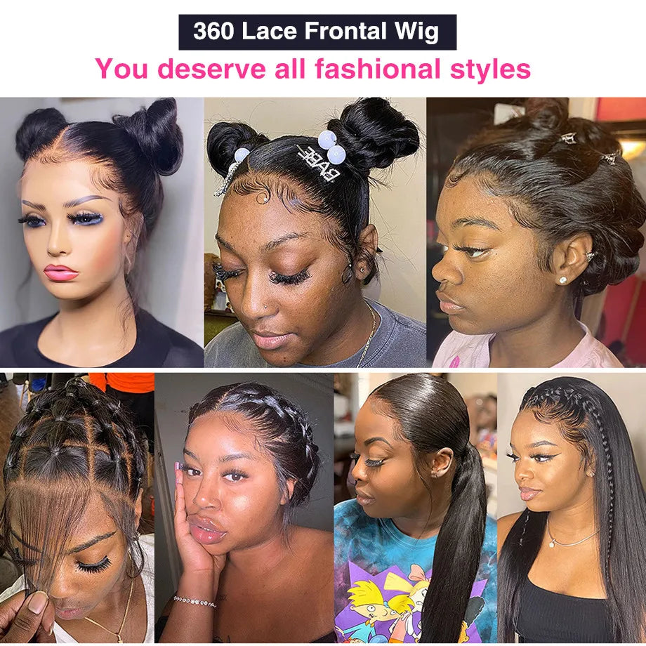 Human Hair Wigs Transparent Lace Front Brazilian Straight Glueless 360 Human Hair Lace Frontal Wigs