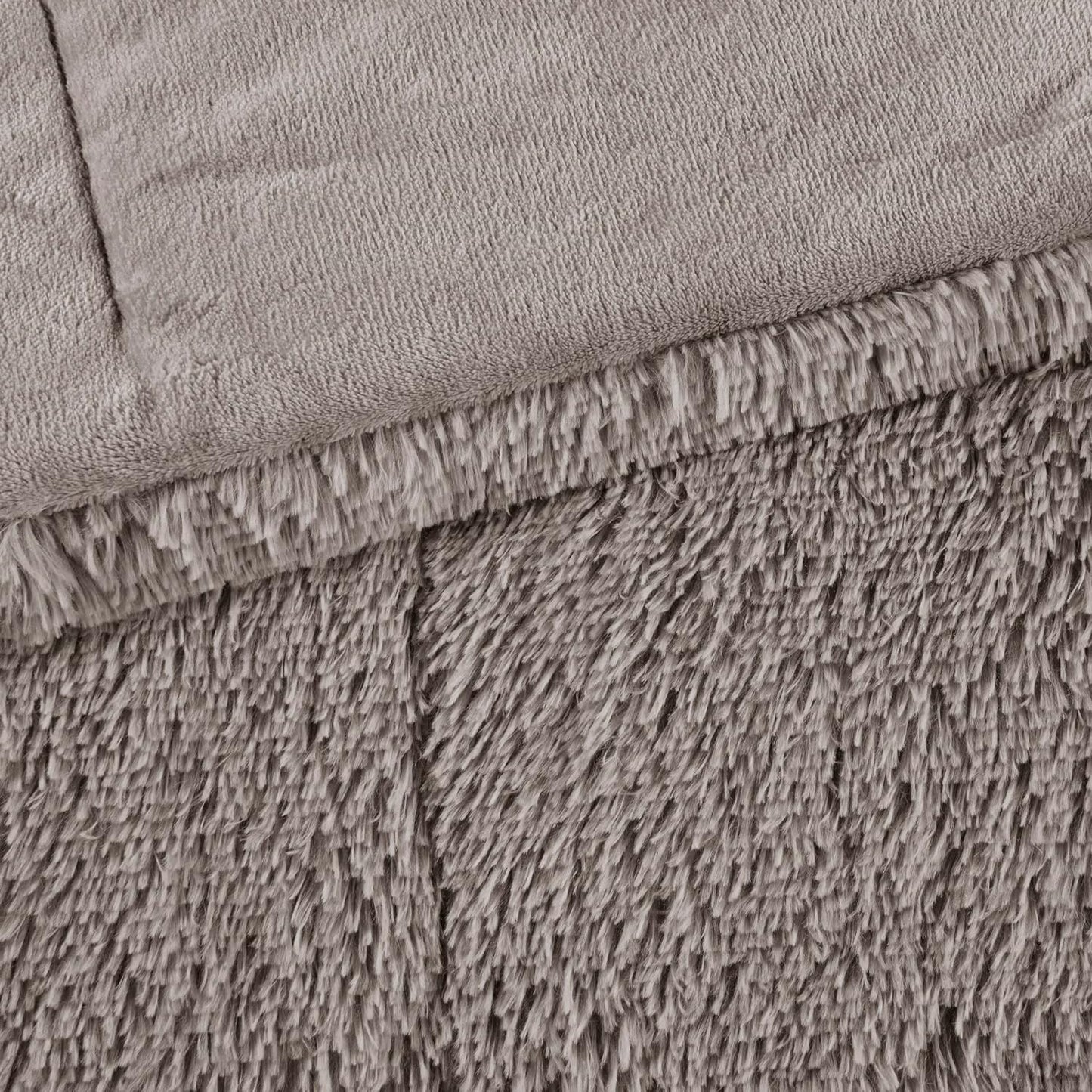 Soft Shaggy Comforter Set, Long Faux Fur Cozy down Alternative, Modern Casual Ultra Soft All Season Fluffy Bedding with Matching Sham, King/Cal King, Grey 3 Piece