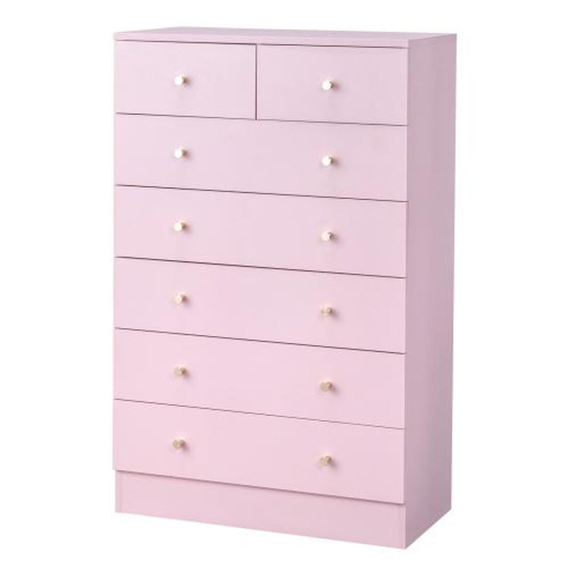 Pink/White/Brown/Grey - 5 Drawer Dresser for Bedroom, Modern Wood Dresser Chest of Drawers, Bedroom Dressers for Girls, Anti-Tipping Device, Rose Gold Metal Handle, Living Room, Entryway, Hallway, Office