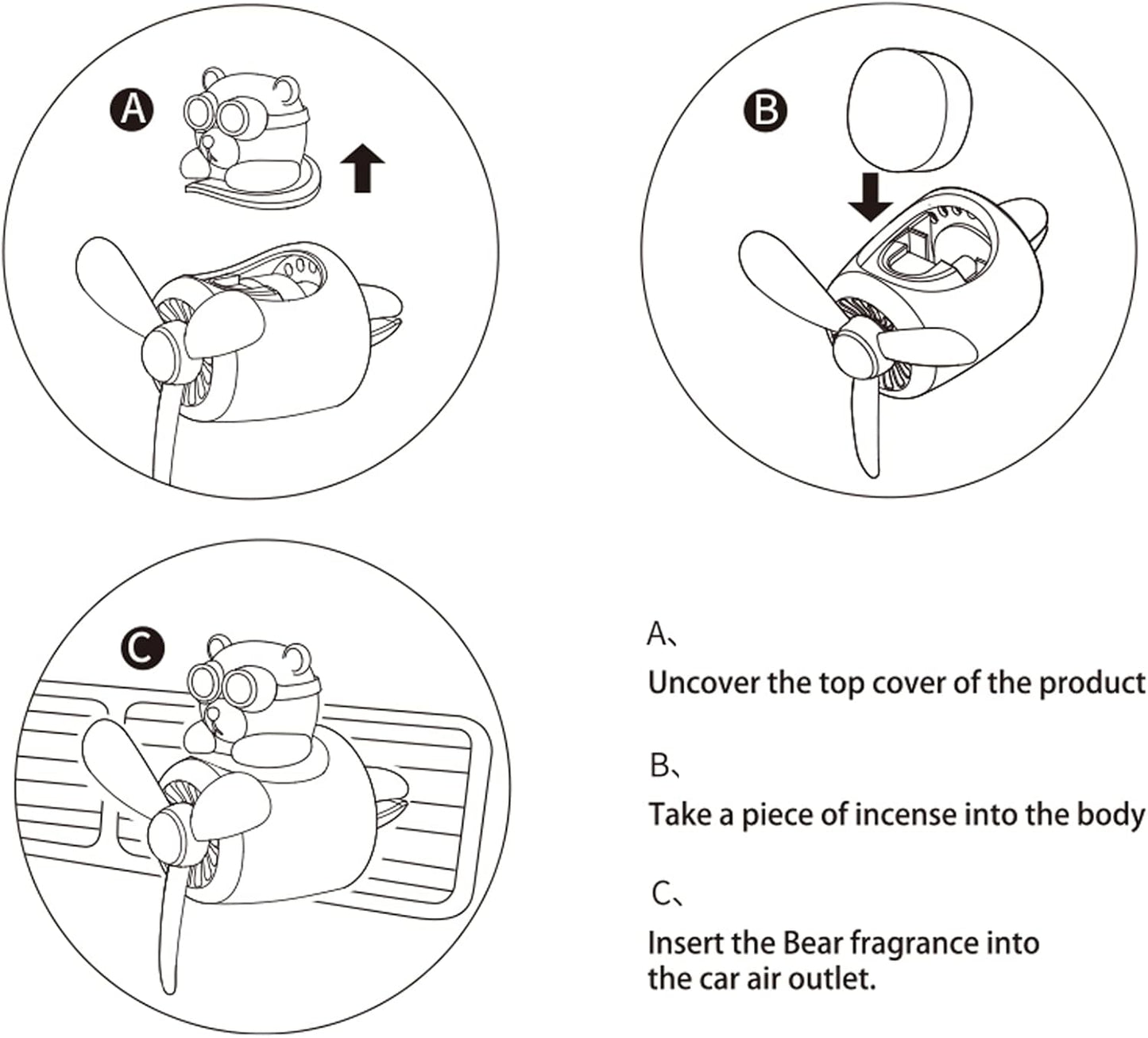 Bear Pilot Car Air Fresheners Automotive Air Outlet Creative Car Perfume Fragrance