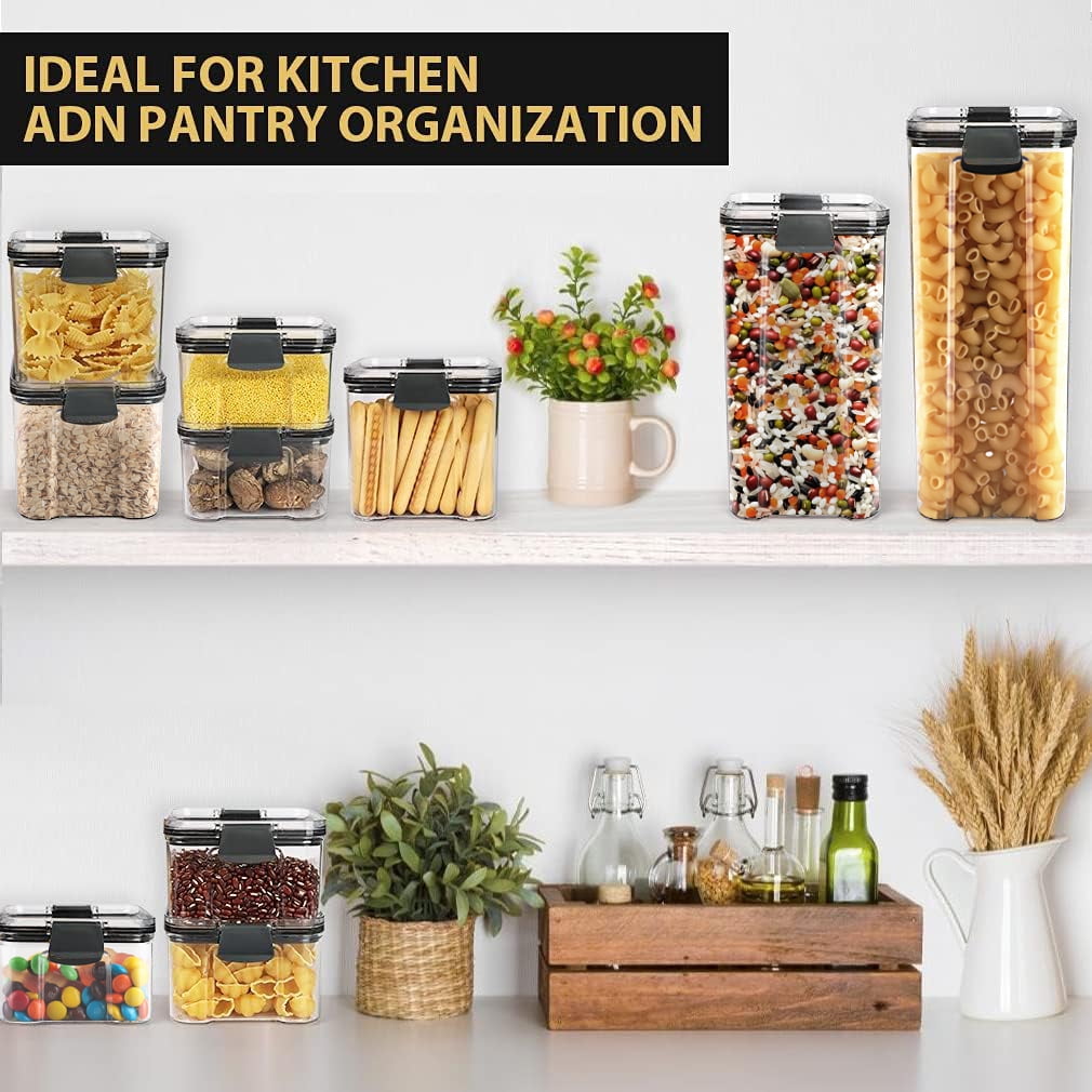 Airtight Food Storage Container Set, 14 Pcs BPA Free Plastic Dry Food Rice Canisters for Kitchen Pantry Organization and Storage