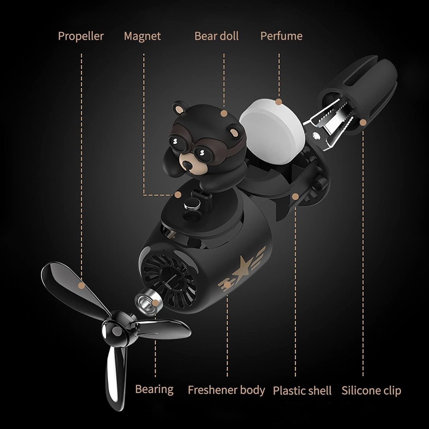 Bear Pilot Car Air Fresheners Automotive Air Outlet Creative Car Perfume Fragrance