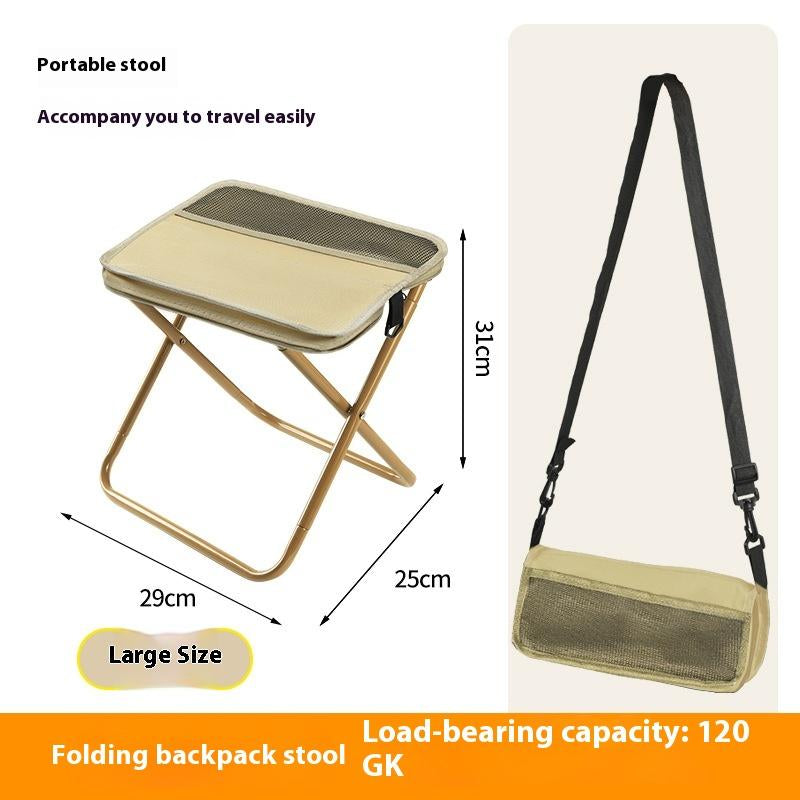 Portable Outdoor Folding Chair with Shoulder Strap 1.5Lbs Ultra Light Max Load Capacity 265Lbs Two Side Pockets Velcro Storage for Queuing Fishing Hiking Tours BBQ Parties Elderly Camping Equipment Supplies