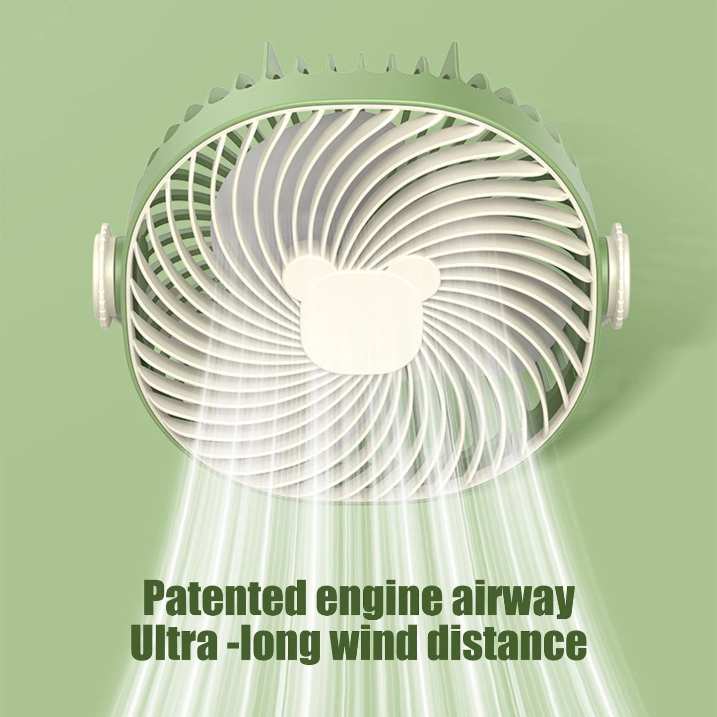 Portable Rechargeable Camping Fan for Tent with LED Lantern, Battery Operated Outdoor, 3 Speeds, Small Quiet Personal Usb Cooling Fan for Travel, Fishing,Green