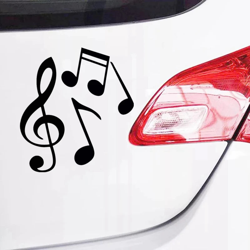 Car Stickers Treble Clef and Music Score Funny PVC Car Decoration Accessories Stickers Creative Waterproof Black/White,17Cm*15Cm