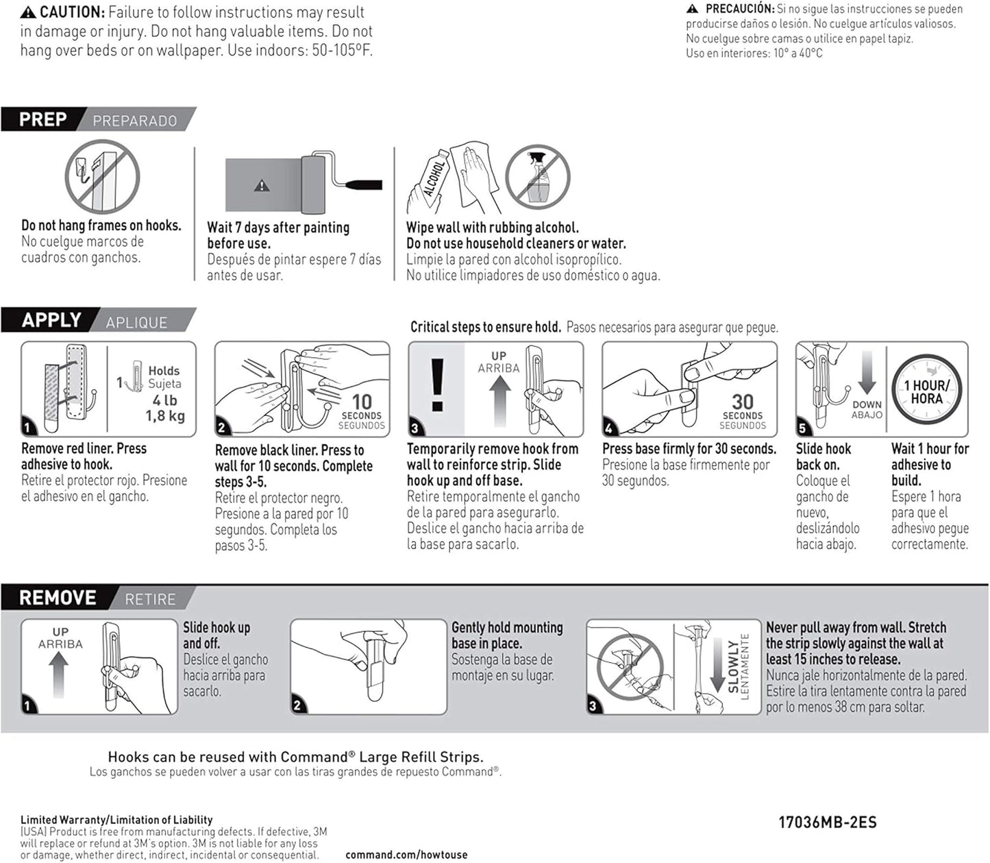 Large Matte Black Double Hooks, 2 Hooks and 2 Strips, Damage Free Hanging Wall Hooks with Adhesive Strips, No Tools Coat Hooks for Hanging Home Decor, Holds up to 4 Lb