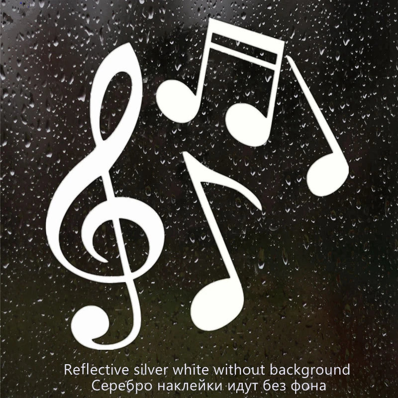 Car Stickers Treble Clef and Music Score Funny PVC Car Decoration Accessories Stickers Creative Waterproof Black/White,17Cm*15Cm