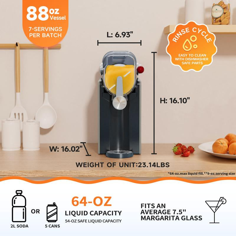 Slushie Machine / Soft Serve Ice Cream 2 in 1 Machine Large Capacity Frozen Drink Maker, Suitable for Slush, Margaritas, Smoothies, Frappés, Milkshakes and Various Other Beverages. Features Automatic Cleaning and Multiple Functional Options.