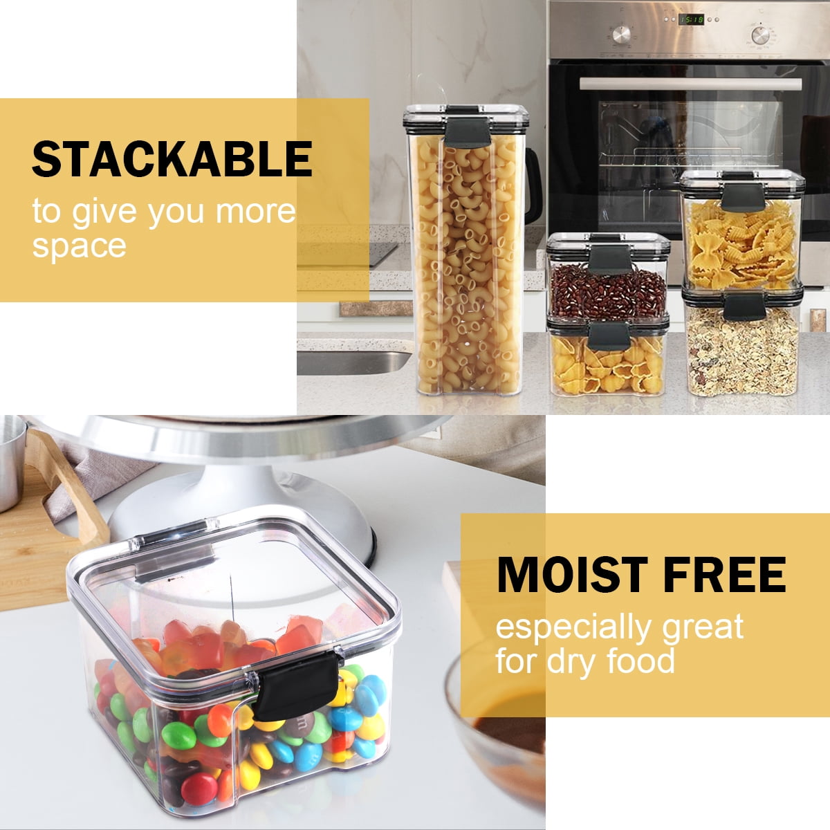 Airtight Food Storage Container Set, 14 Pcs BPA Free Plastic Dry Food Rice Canisters for Kitchen Pantry Organization and Storage