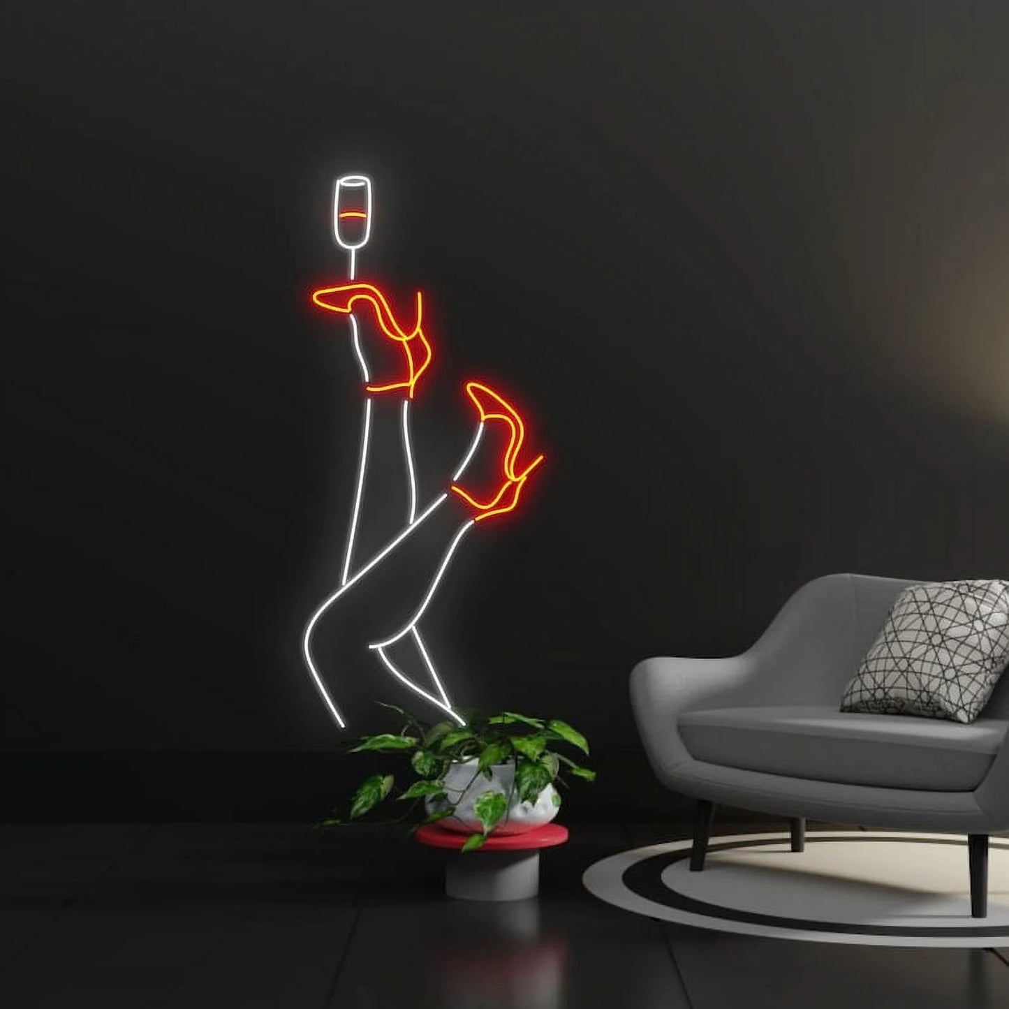 Legs & Heels with Wine Glass Led Sign, Sexy Legs Led Sign, Bar Neon Sign