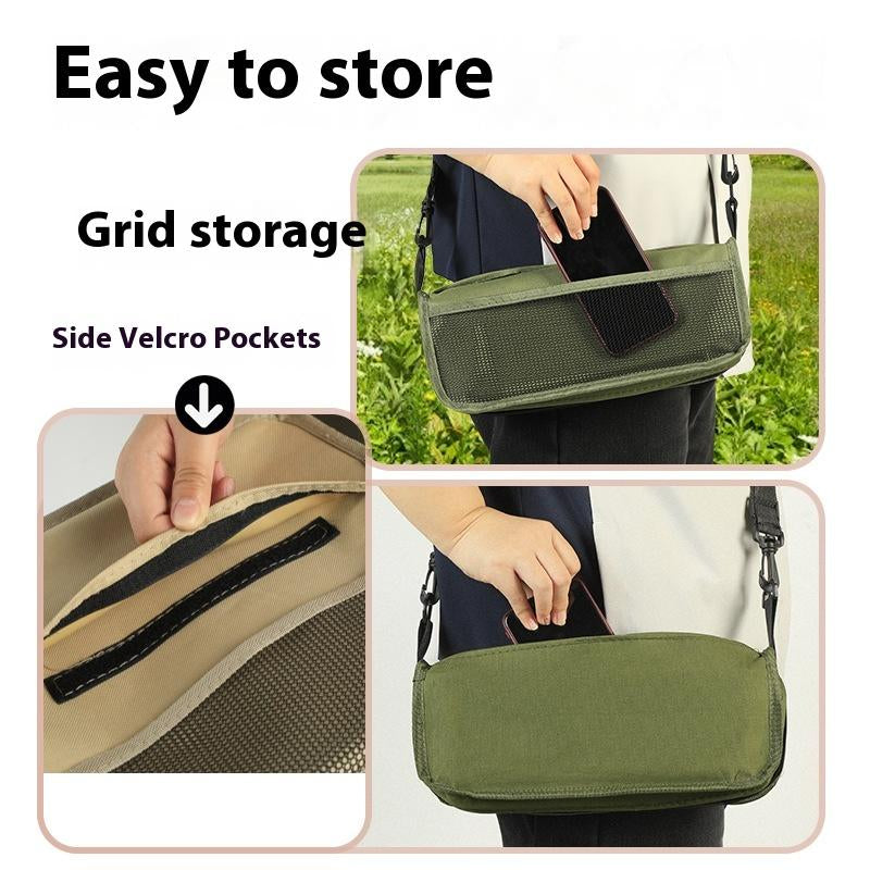 Portable Outdoor Folding Chair with Shoulder Strap 1.5Lbs Ultra Light Max Load Capacity 265Lbs Two Side Pockets Velcro Storage for Queuing Fishing Hiking Tours BBQ Parties Elderly Camping Equipment Supplies