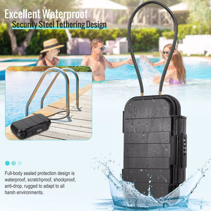 Travel Safe Lock Box Portable Safe for Gym Anti-Theft Beach Safe Box Waterproof Small Combination Lock Box with Removable Chain