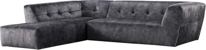 Luxury Velvet Tufted Low Back Sofa Set L-Shape 2-Piece Living Room Couch, 113"W Left Hand Facing Sectional, Grey