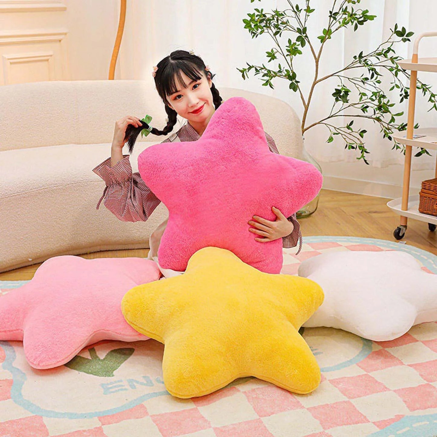 19.7In Star Pillow, Star Cushion, Cute Star Pillow Pink Star Shaped Pillows, Super Soft Star Throw Pillows Fluffy Star Plush Pillow Cushion for Chair Decoration for Adult Child Gift Pink