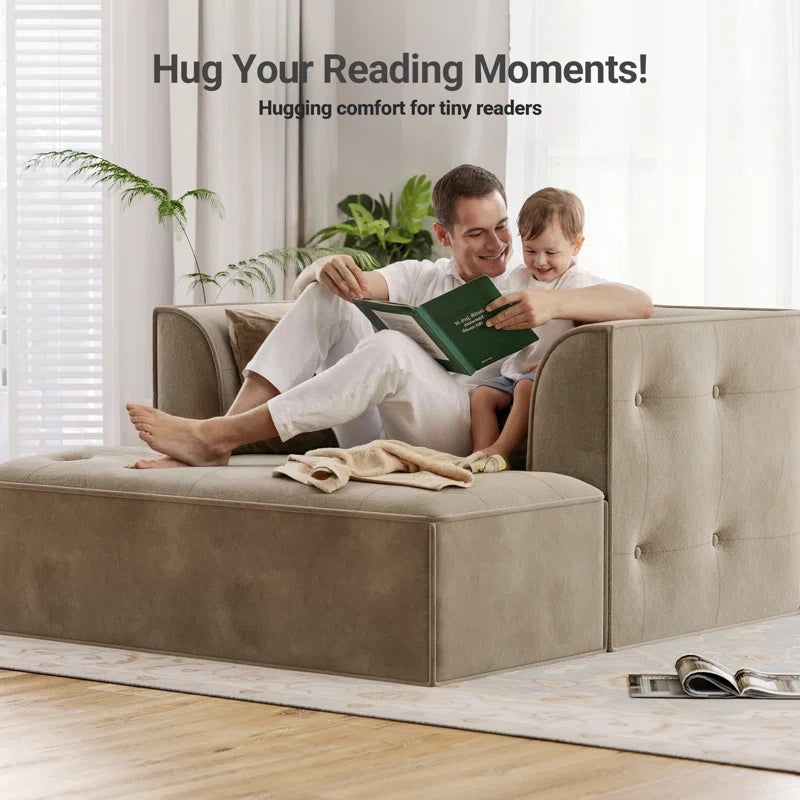 Modern Sofa with Removable Ottoman and Pillows