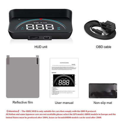 Window Speed Display, Car Head-Up Display OBD2 16 Screen Display Overspeed Voltage Warning Electronic Car Electronics Accessories