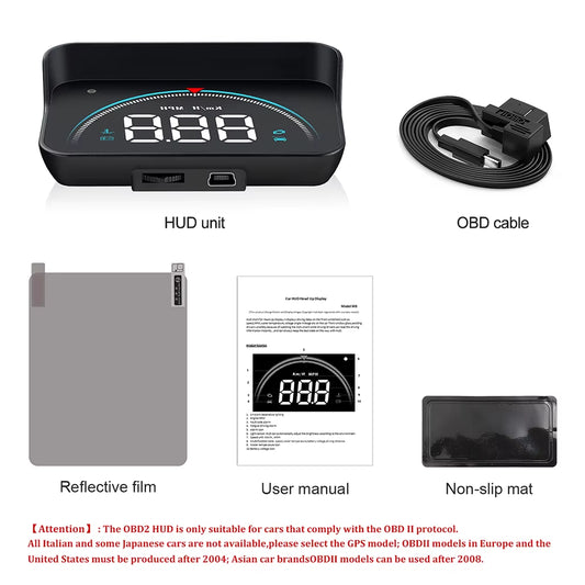 Window Speed Display, Car Head-Up Display OBD2 16 Screen Display Overspeed Voltage Warning Electronic Car Electronics Accessories