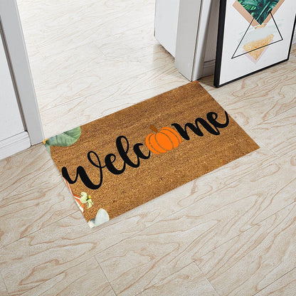 Pumpkin Area Rug Bright Pumpkin Floor Mats Slip Resistants Earth Floor Mats for Front Door Bathroom Kitchen Room 19.67×31.49In