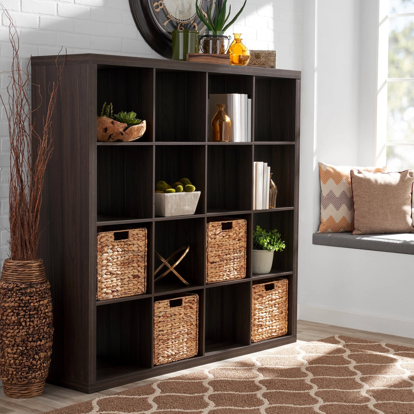 16 Cube Storage Organizer, Tobacco Oak