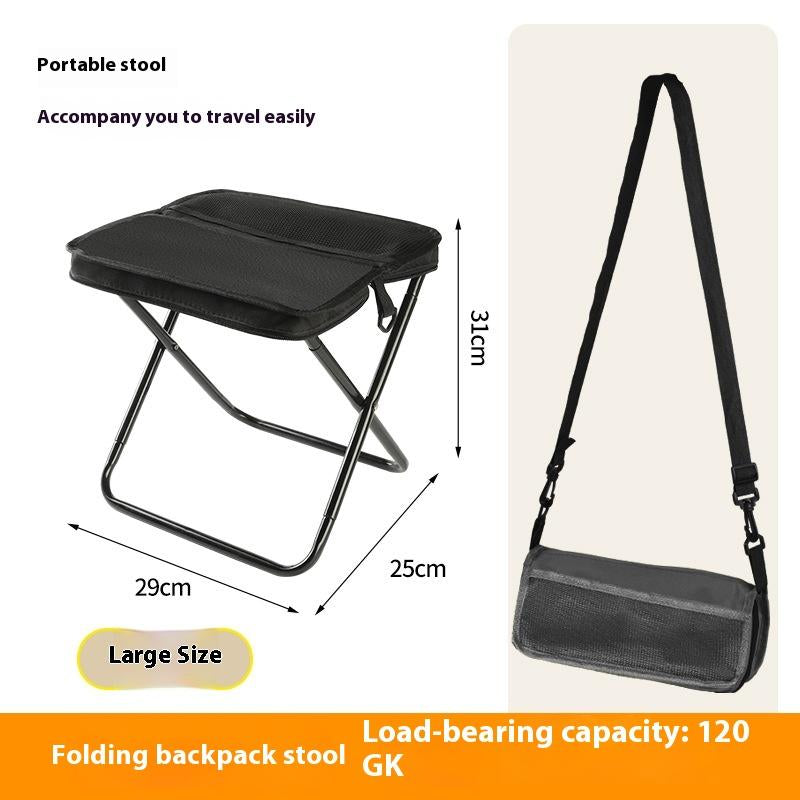 Portable Outdoor Folding Chair with Shoulder Strap 1.5Lbs Ultra Light Max Load Capacity 265Lbs Two Side Pockets Velcro Storage for Queuing Fishing Hiking Tours BBQ Parties Elderly Camping Equipment Supplies
