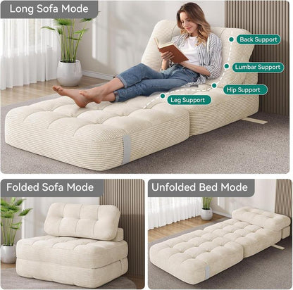 2-in-1 Foldable Sofa Bed - Ultra Comfy Chair Bed with Pillow & Support, Perfect Space Saver for Living Room & Guest Rooms