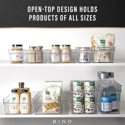 Plastic Storage Bins, Small - Shallow | Multipurpose Organizer Bins | Kitchen Pantry Organizers and Storage | Clear Containers for Organizing Home | Freezer Organizer