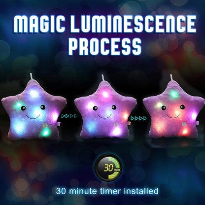Creative Twinkle Star Glowing LED Night Light Plush Pillows Stuffed Toys (Purple)