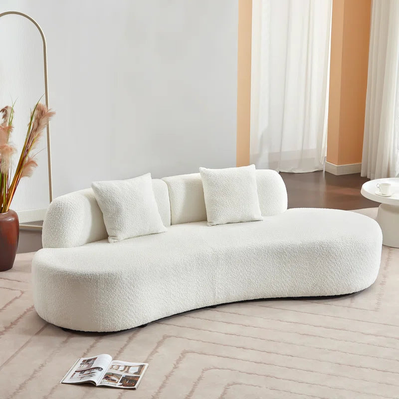 Castillon 91" Modern Curved Upholstered Sofa with Pillows