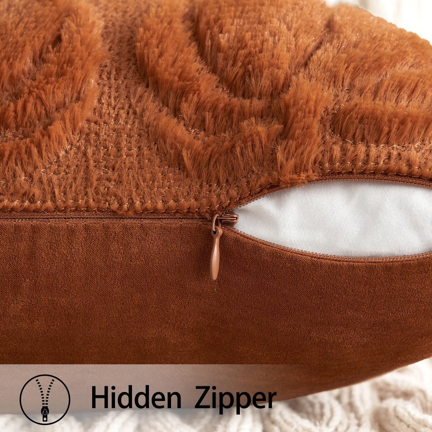 Throw Pillow Covers Pumpkin Fall Decorative Soft Faux Fur Pillow Covers for Autumn Harvest Fluffy Plush Accent Pillow Cases for Farmhouse Couch Cushion Covers 2 Pack