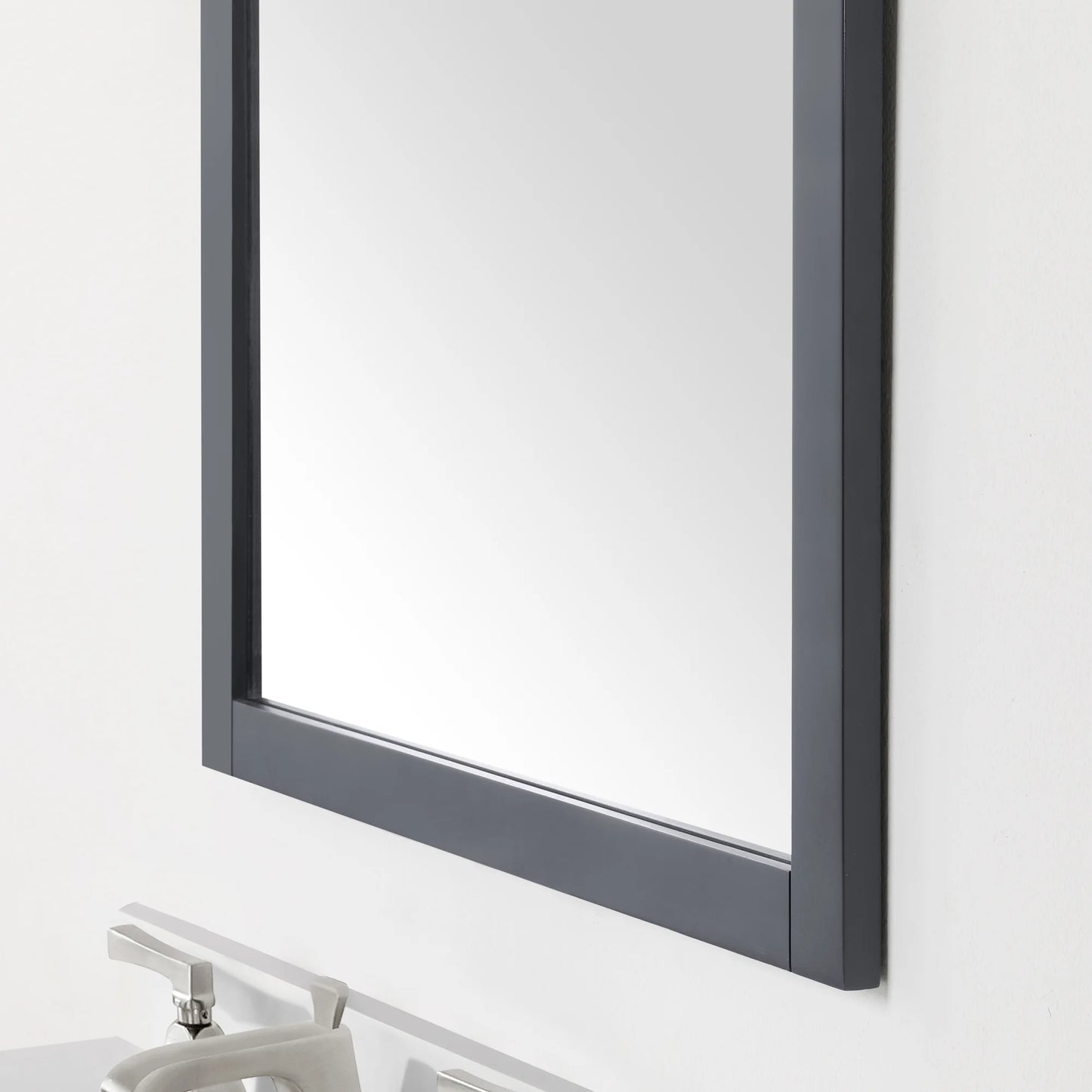 Dark Charcoal Bathroom Vanity with Engineered Marble Countertop and Framed Wall Mirrors 