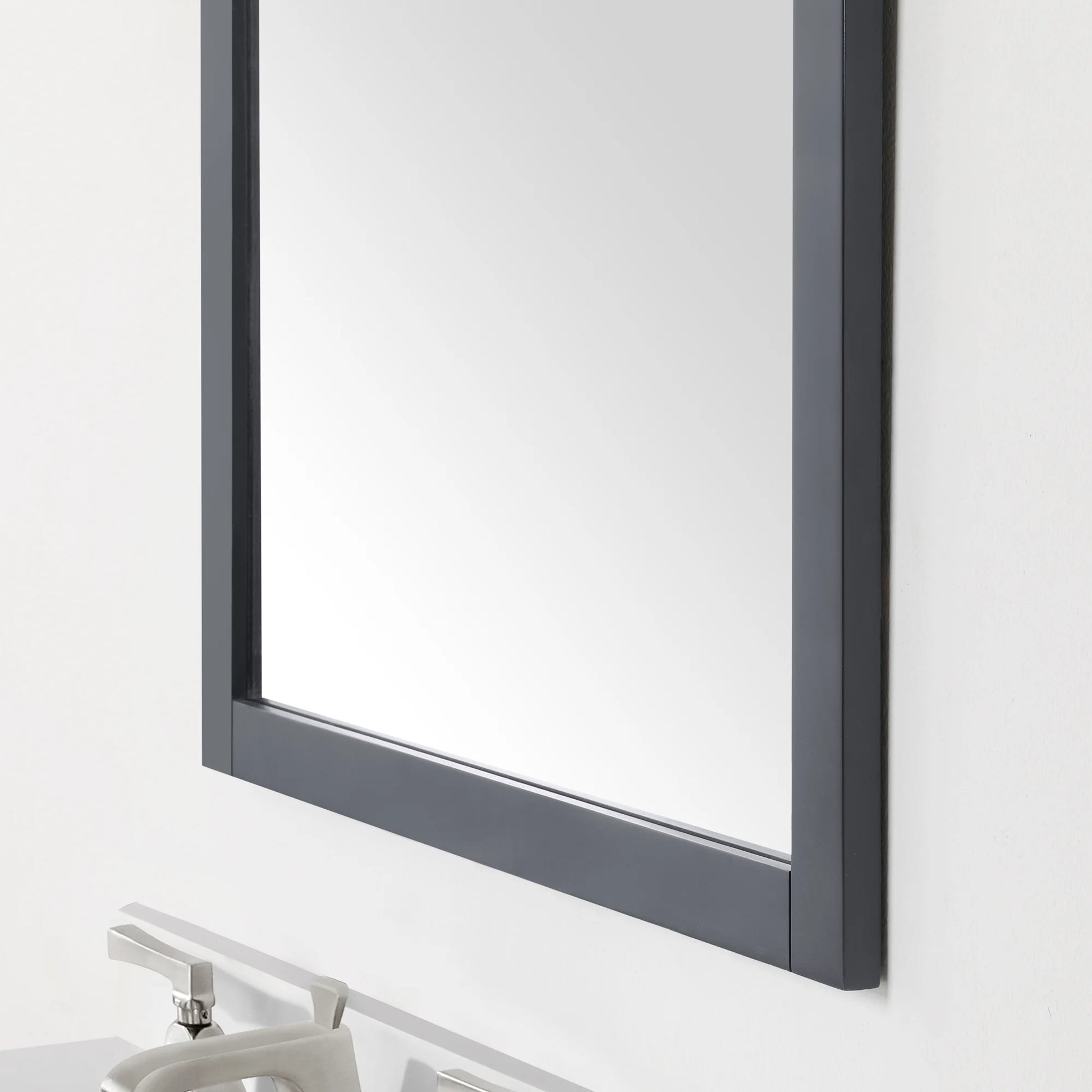 Dark Charcoal Bathroom Vanity with Engineered Marble Countertop and Framed Wall Mirrors 