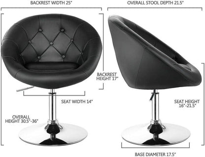 Vanity Chair, Swivel Bar Stools with Chrome Frame & Tufted Round-Back, Height Adjustable Makeup Chair Modern Accent Chair for Makeup Room, Living Room, Bedroom, Black