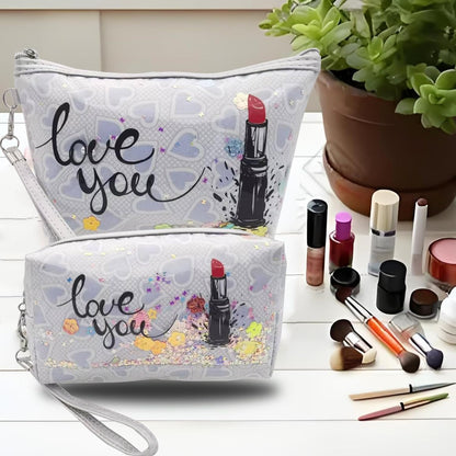 Heart & Love Cosmetic Bag for Women & Girls | Gift-Ready Waterproof PU Leather Makeup Organizer | Travel-Friendly Compact & Large Sizes (7” & 9”)