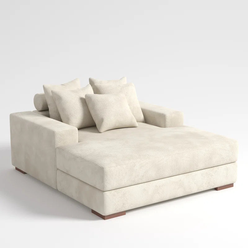 Braidon 59" Wide Upholstered Corduroy Sofa Couch with 5 Pillows