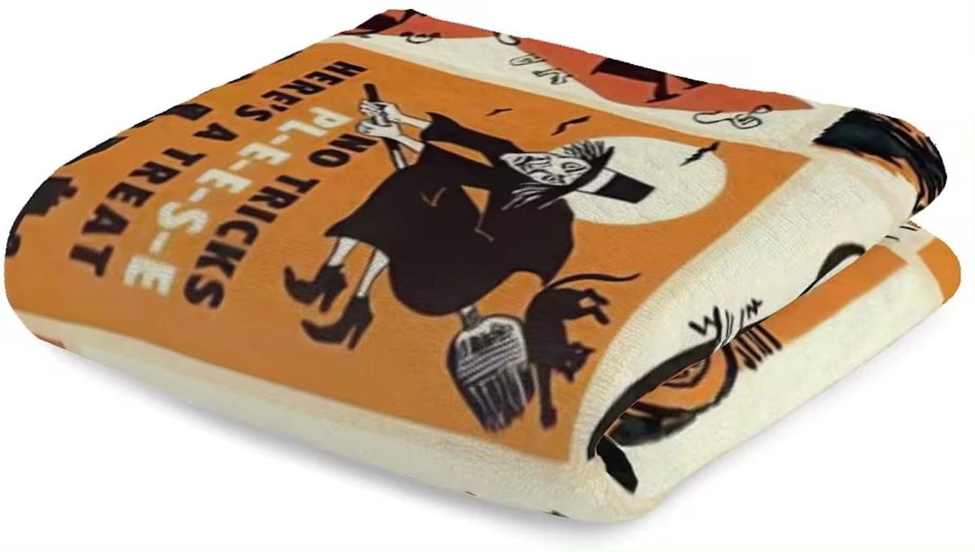 RETRO Halloween Ghost Witch Halloween Decorations Blankets, Throw Blanket for Couch Soft Halloween Party Blankets